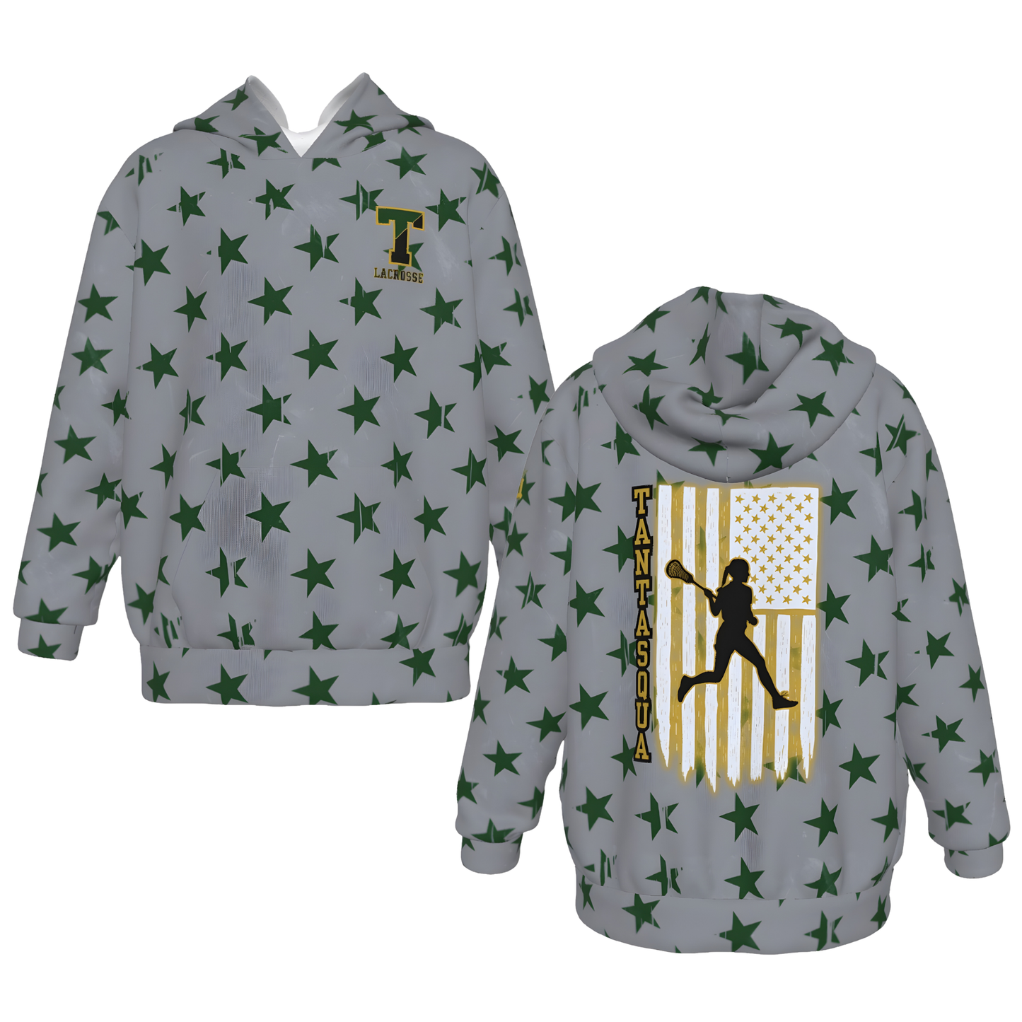 Youth TRYLAX Gray Flag and Stars Hoodie- Girl's Edition (Non-Personalized)