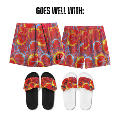 All-Over Print Adult Mesh Basketball On Fire Shorts