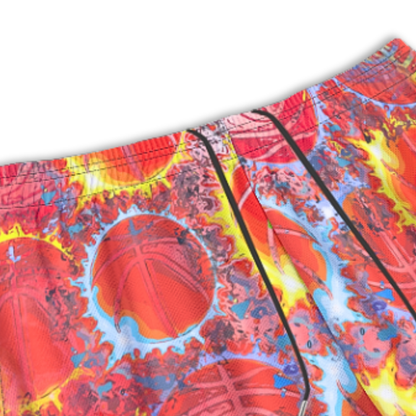 All-Over Print Adult Mesh Basketball On Fire Shorts