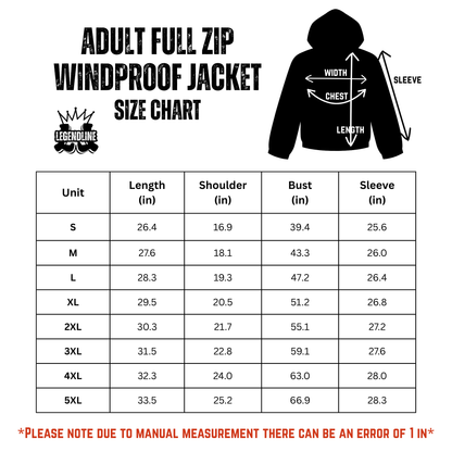 Adult Warriors Cheer Unisex Full Zip Windproof Jacket (Personalized Optional)