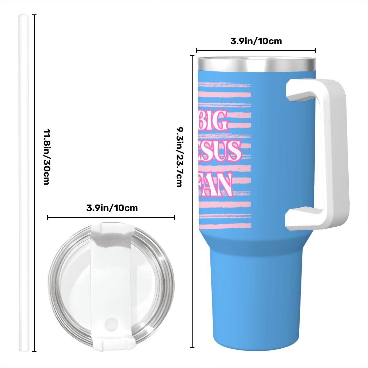 40 oz Stainless Steel Travel Mug 'Big Jesus Fan'