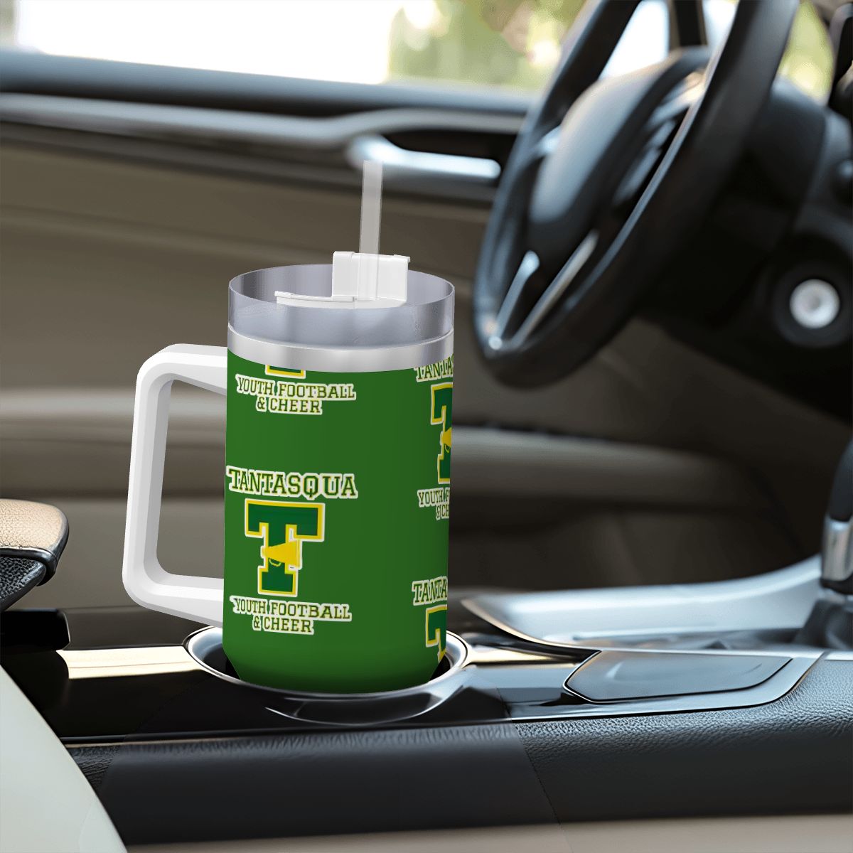 TYFC Travel Coffee Mug with Handle and Straw (40oz) Green