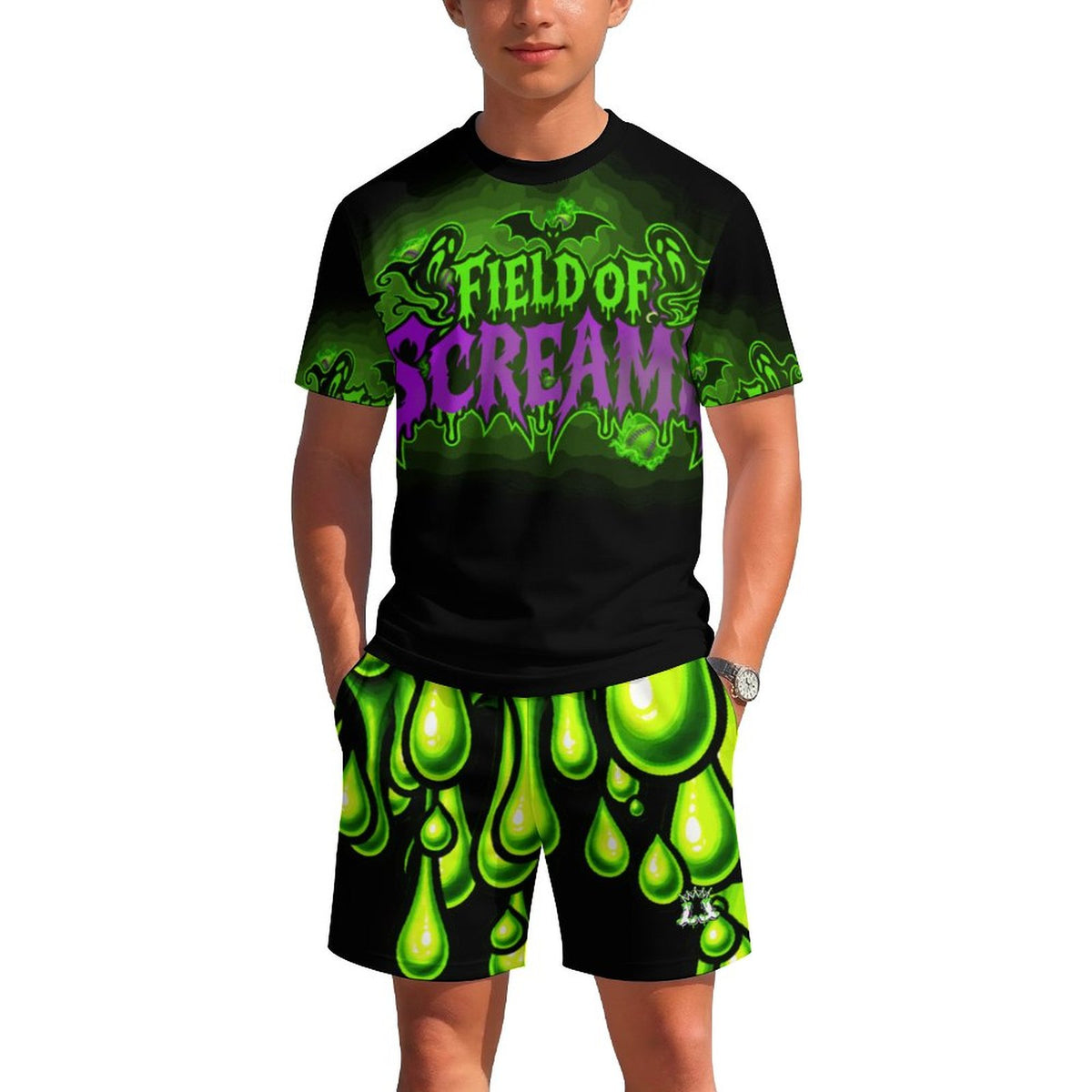 Kids Field of Screams Baseball Mesh T-Shirt and Shorts Set