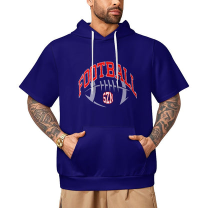 Football Season Short Sleeve Blue Hoodie