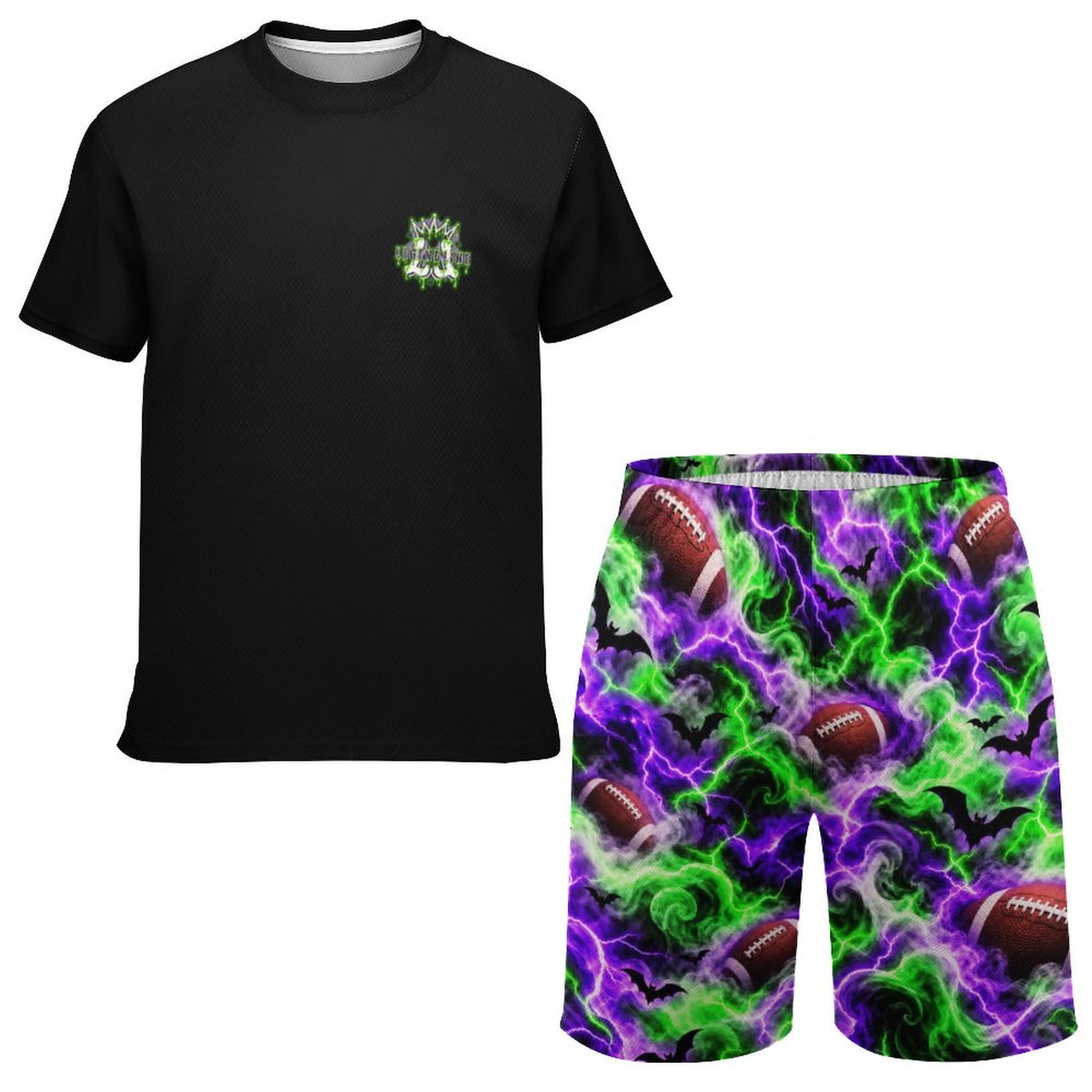 Youth Football Halloween Mesh Shorts and T-Shirt Set, Zombie Theme
