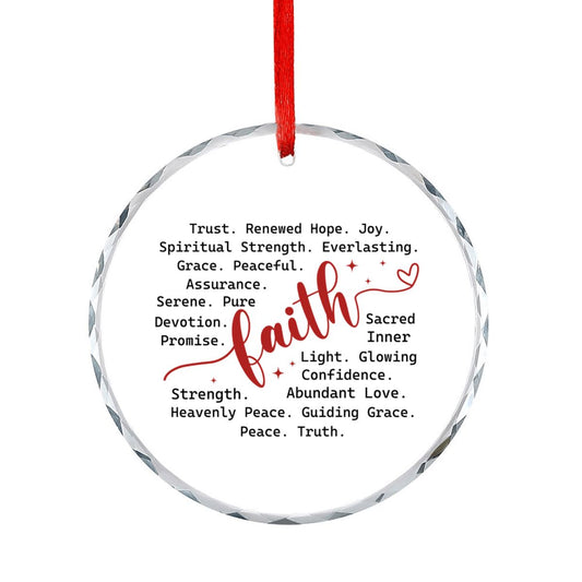 Faith Typography Round Glass Christmas Ornament