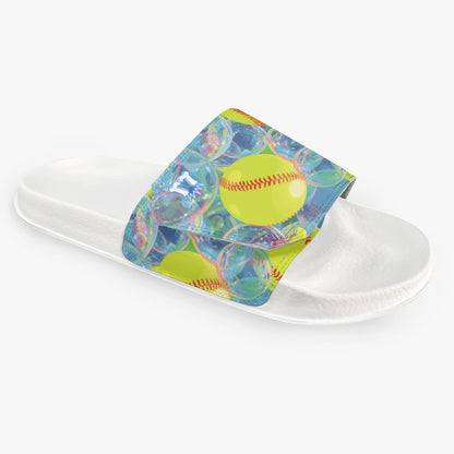 Women's Sports Slides, Softball Bubbles Design