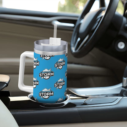 Storm Travel Coffee Mug with Handle and Straw (Blue, 40oz)
