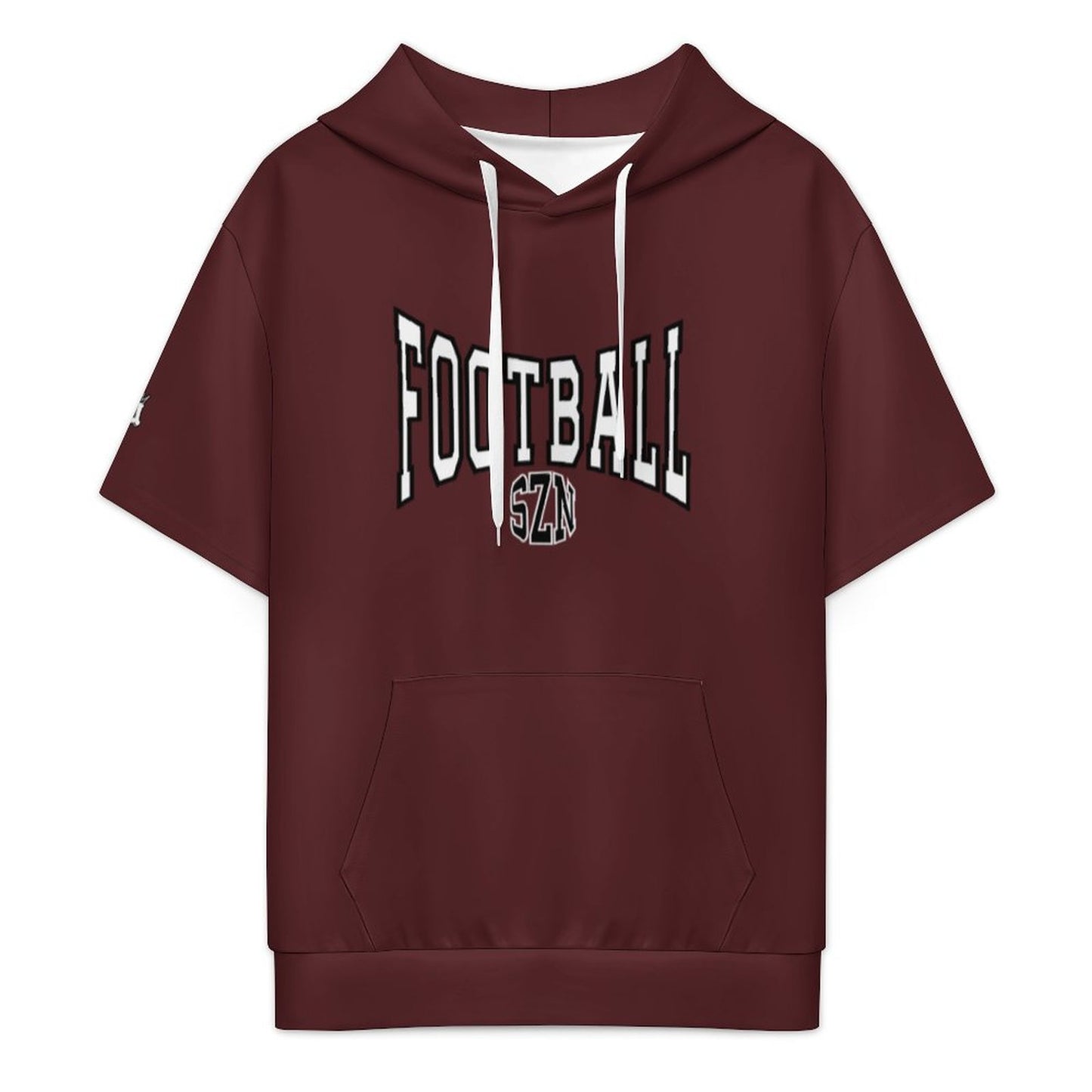 Football Season Short Sleeve Hoodie - Maroon