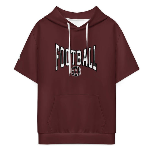 Football Season Short Sleeve Hoodie - Maroon