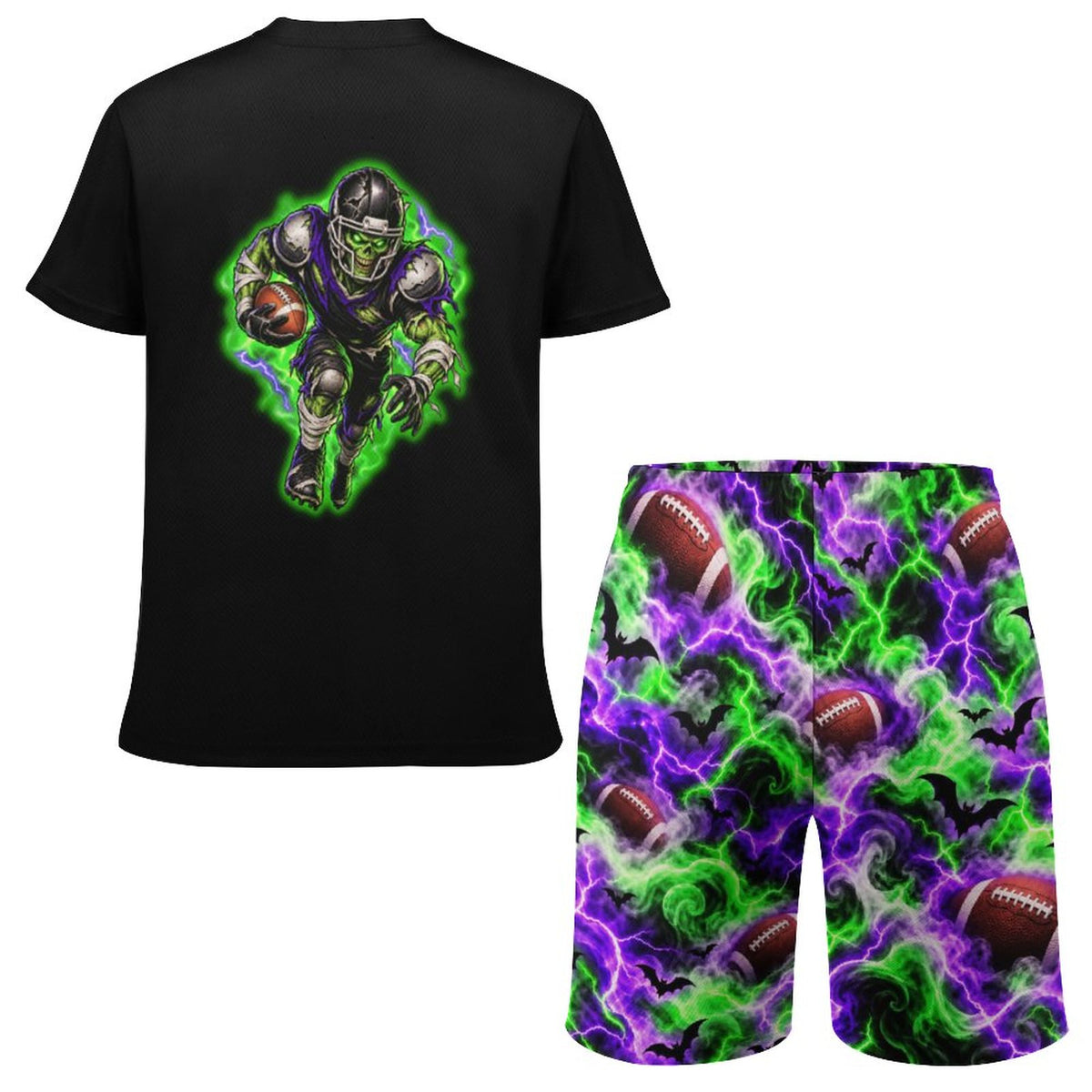 Youth Football Halloween Mesh Shorts and T-Shirt Set, Zombie Theme