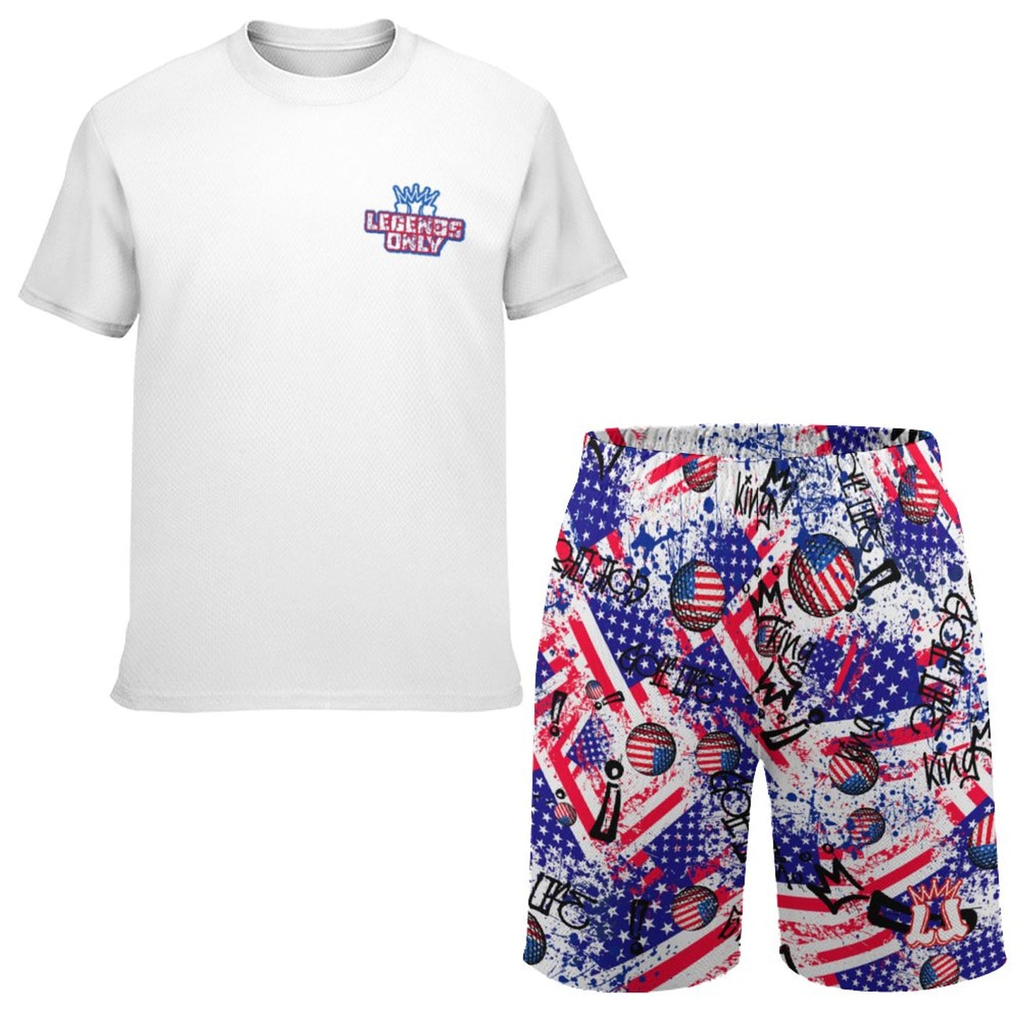Youth T-Shirt and Shorts Mesh Set, Golf Design
