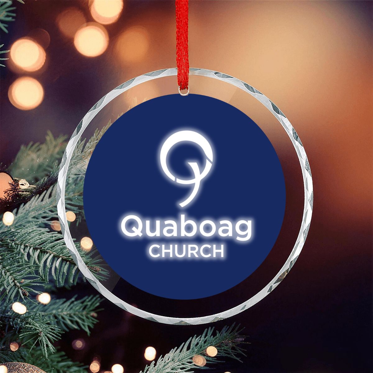 Quaboag Church Round Glass Christmas Tree Ornament