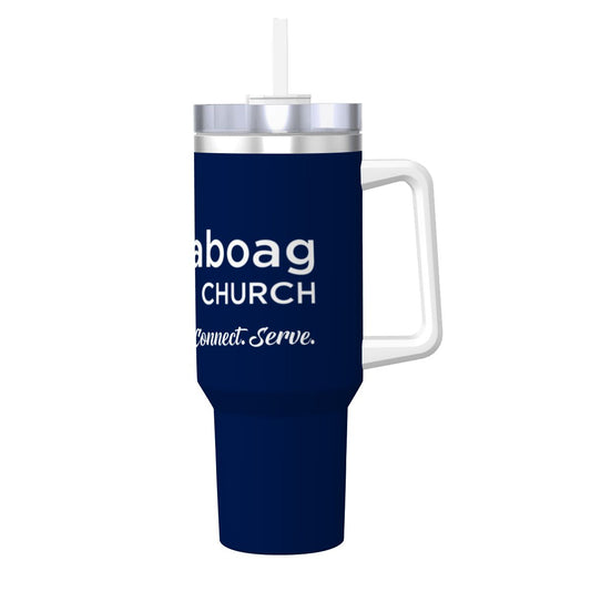 Quaboag Church Travel Coffee Mug with Handle and Straw (40oz)