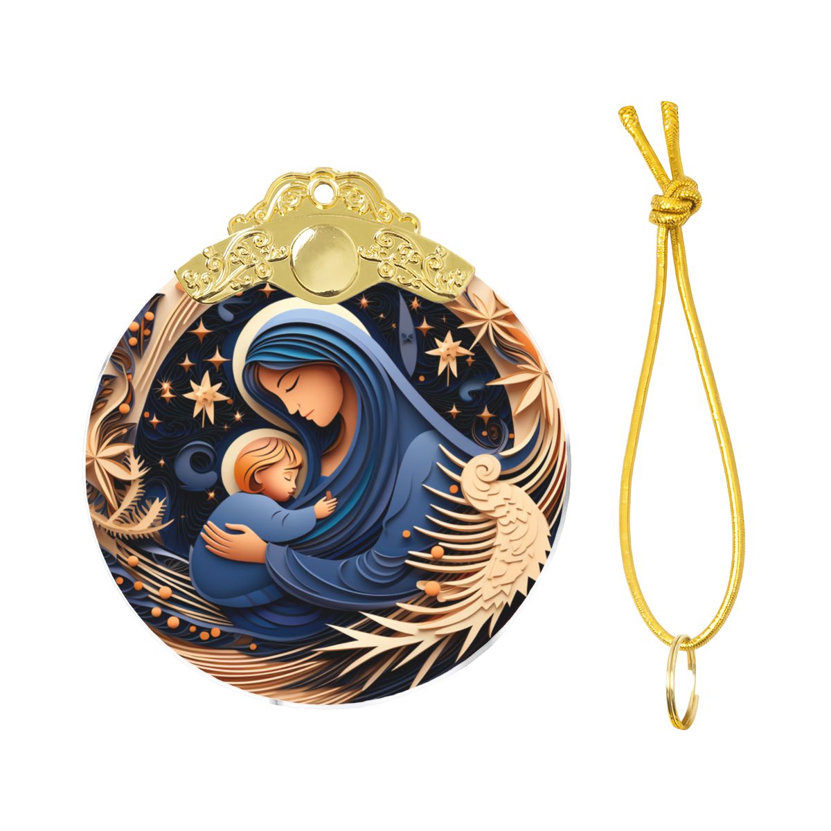 Round Glass Christmas Ornament - Gold / Silver