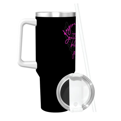 'Wings of Faith' Travel Coffee Mug with Handle and Straw (40oz)