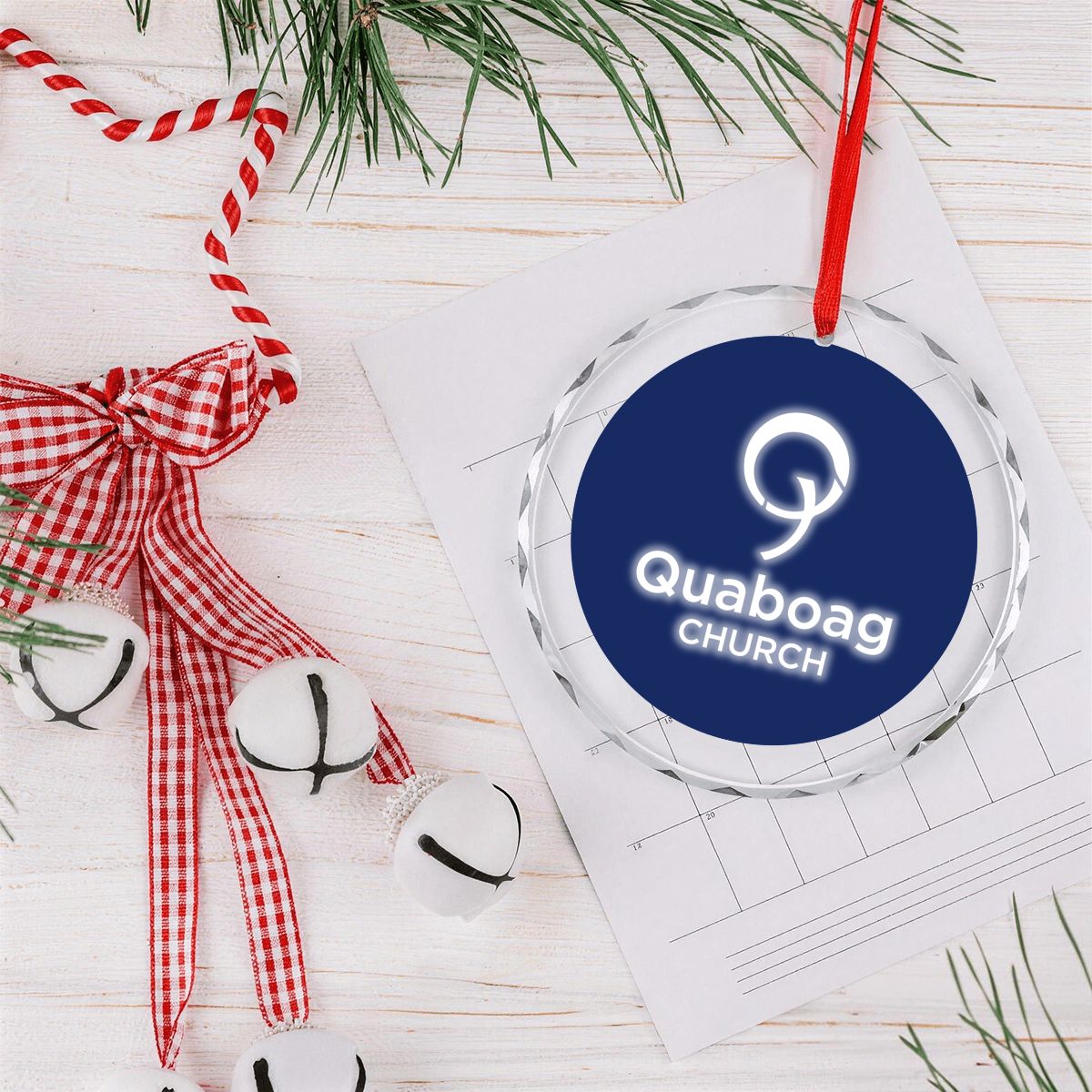 Quaboag Church Round Glass Christmas Tree Ornament