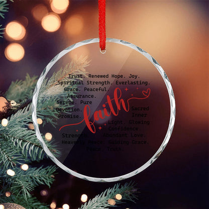 Faith Typography Round Glass Christmas Ornament