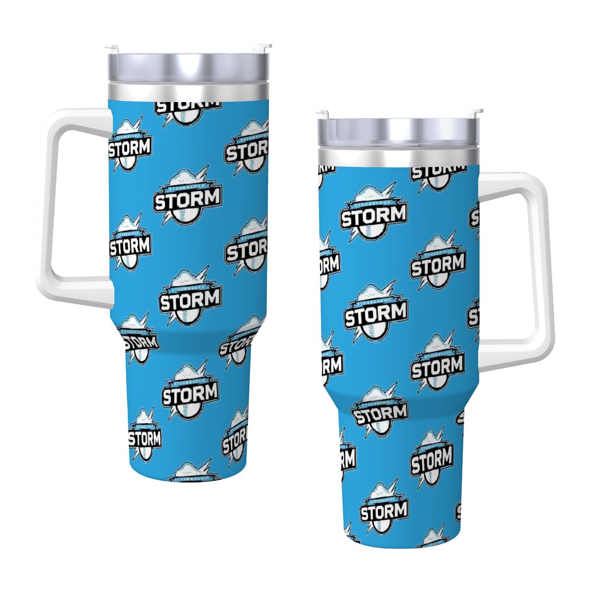 Storm Travel Coffee Mug with Handle and Straw (Blue, 40oz)