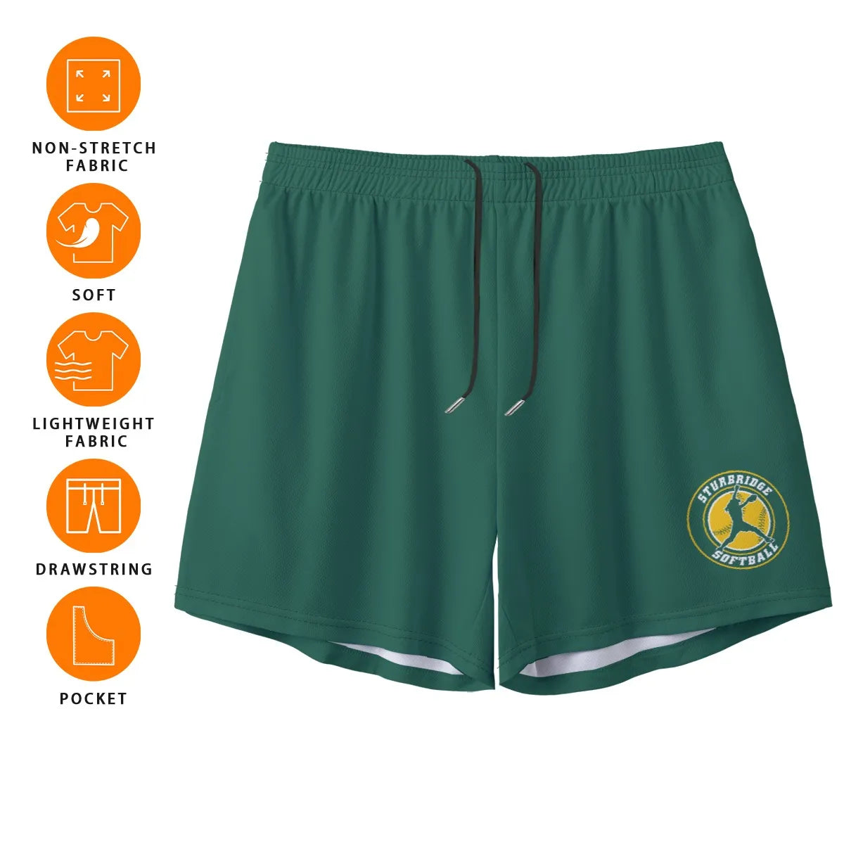 Adult Sturbridge Softball Mesh Shorts - Green Edition (no inner liner)
