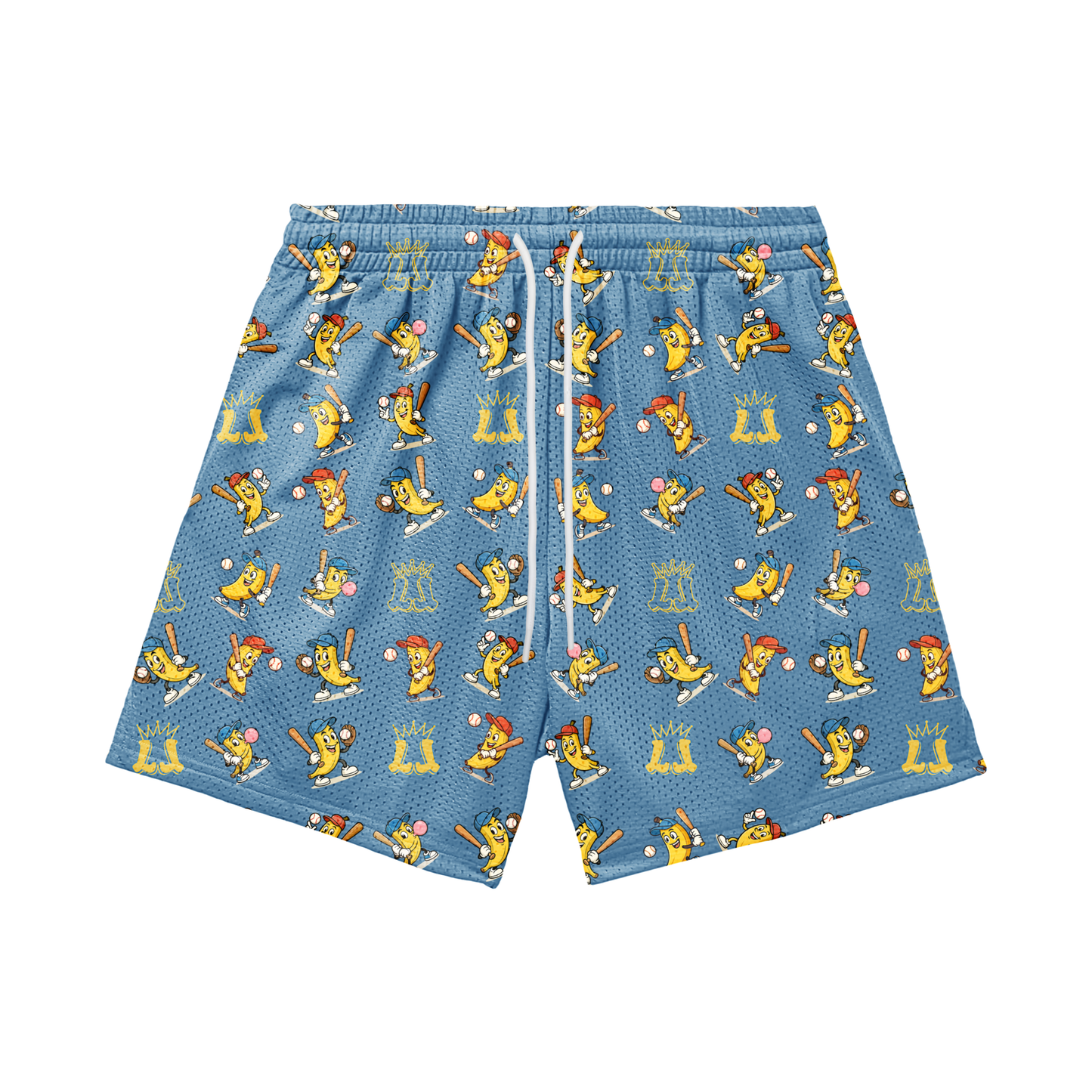 Adult Banana Baseball Mesh Shorts - Blue Edition (with liner)