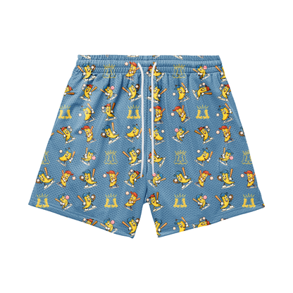 Adult Banana Baseball Mesh Shorts - Blue Edition (with liner)