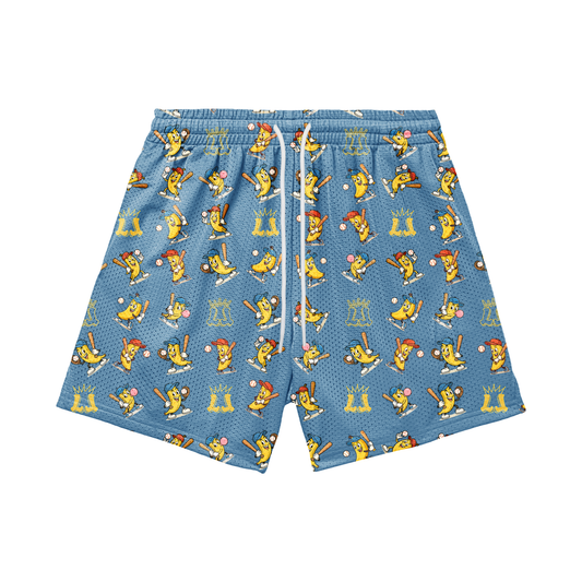 Adult Banana Baseball Mesh Shorts - Blue Edition (with liner)