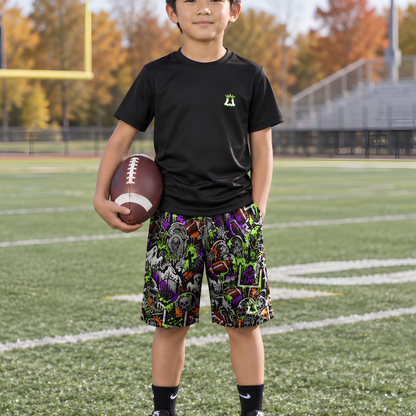 Boys Halloween Football Two-Piece Mesh Shorts and T-Shirt Set
