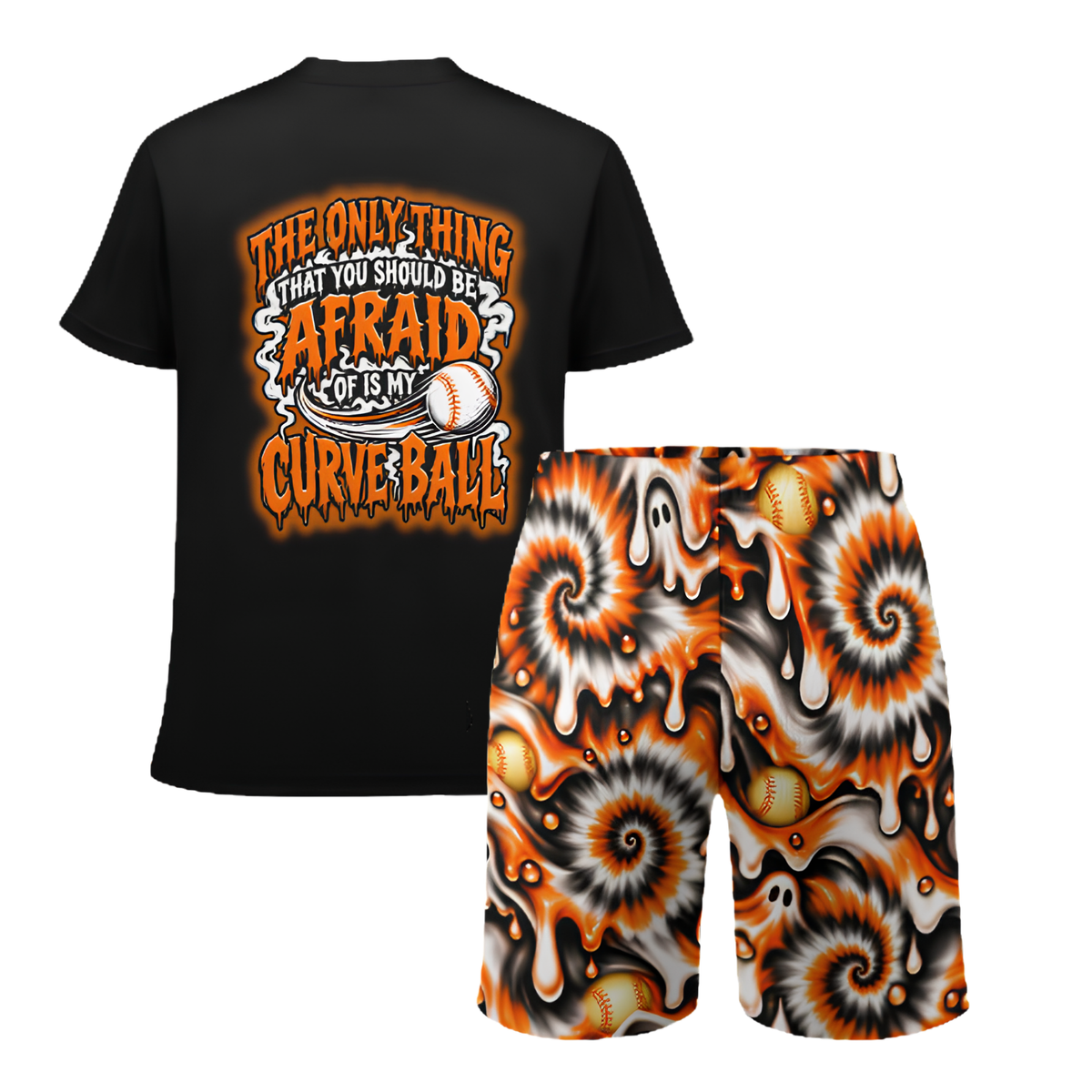 Kids Baseball Halloween Sportswear Set, Mesh Shorts and T-Shirt