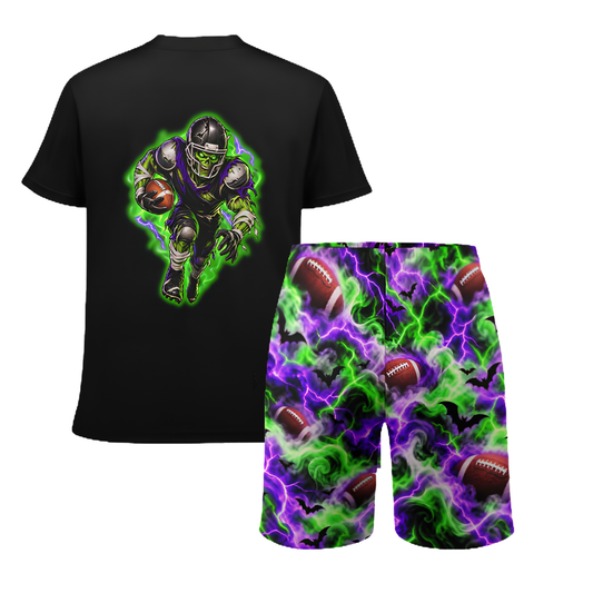 Youth Football Halloween Mesh Shorts and T-Shirt Set, Zombie Theme