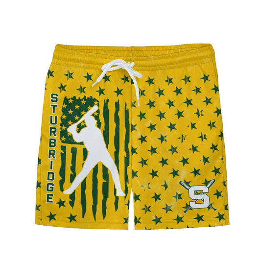 Youth Sturbridge Little League Baseball Shorts - Flag, Yellow Edition