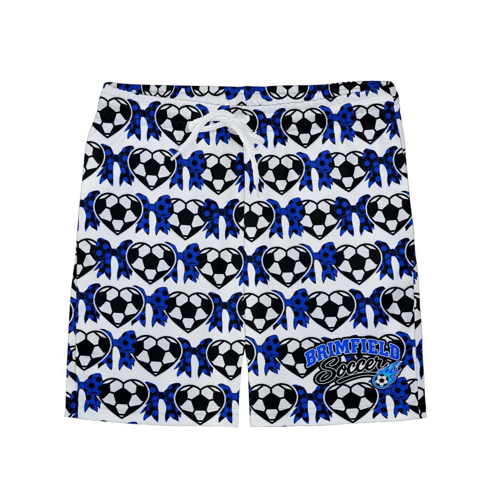 Youth Brimfield Soccer Mesh Shorts (Hearts, White)