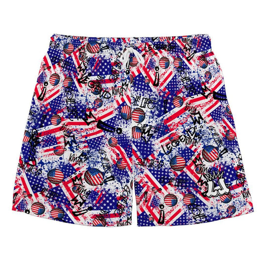 Youth Patriotic Graffiti Golf Mesh Shorts