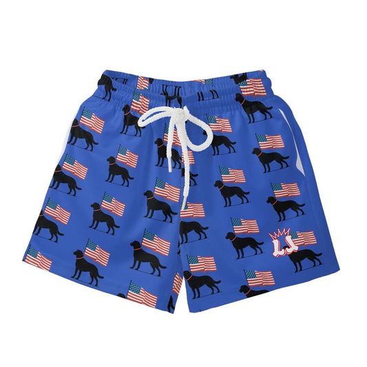 Toddler Black Lab American Flag Mesh Shorts