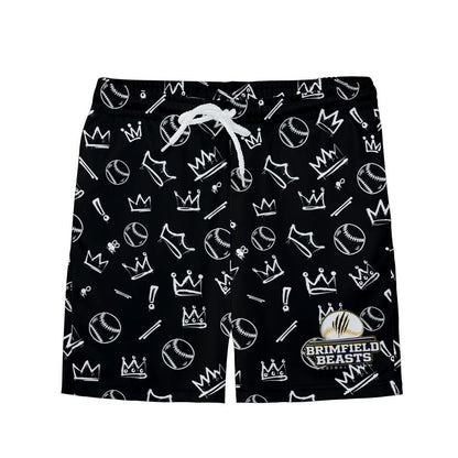 Youth Brimfield Beasts Mesh Shorts - Black Graffiti