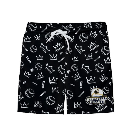 Youth Brimfield Beasts Mesh Shorts - Black Graffiti